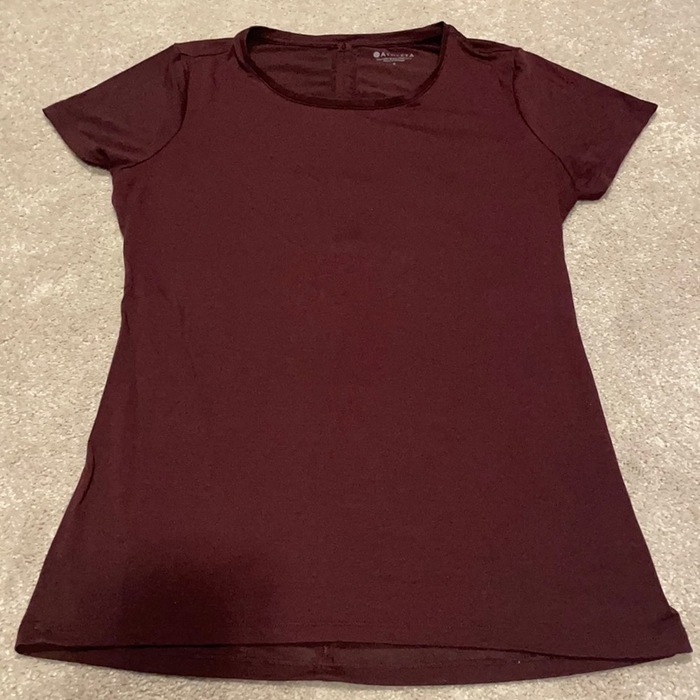 Cranberry Athleta T-shirt with open back detail
